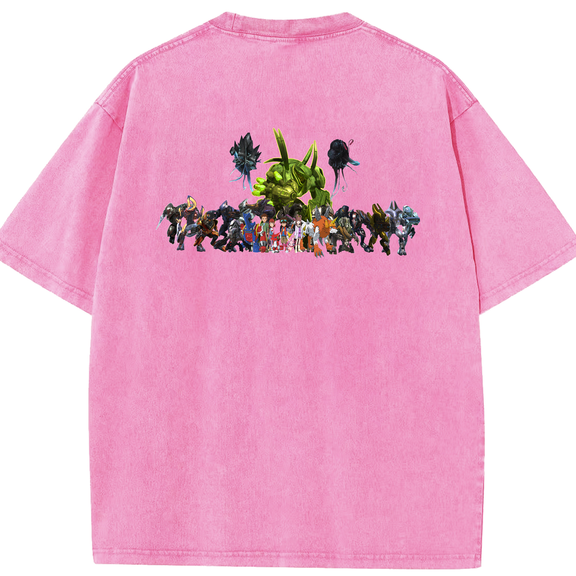 （画像用） Digimon デジタルモンスター/デジモン 綿100% ヴィンテージ風 半袖Tシャツ（背面プリント）